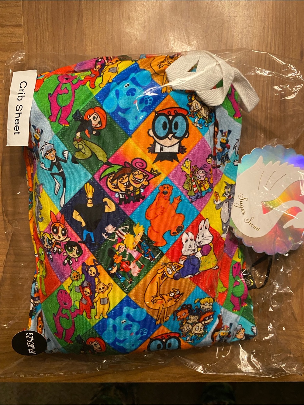 Sugar Swan bamboo crib sheet 90s Mash Up NWT
